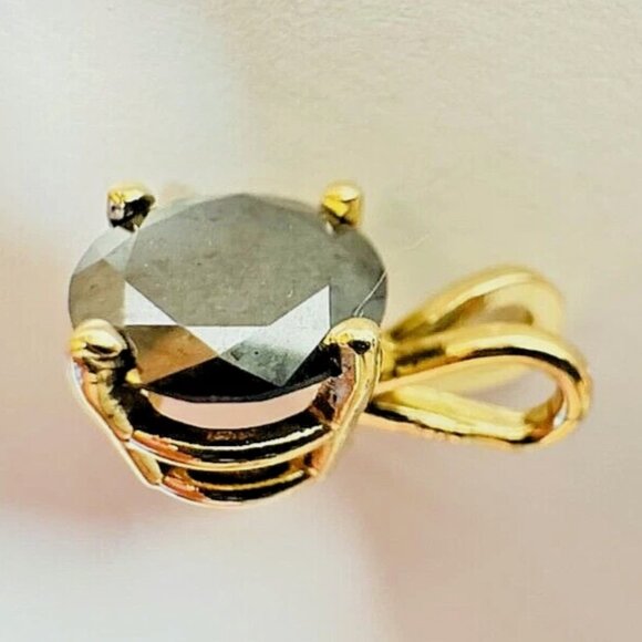2.75ct Natural Black Diamond Pendant • 14K Yellow Gold (Chain Not Included) - Picture 8 of 15